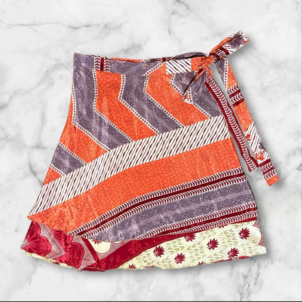 Earthbound | Boho Wrap Skirt | Patchwork Print Midi Skirt | OS - Picture 2 of 11